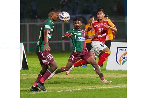 Mohun Bagan vs East Bengal exhibition match: Players of Mohun Bagan during a match against East Bengal